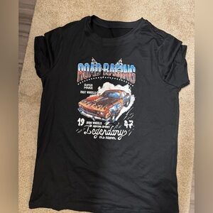 SHEIN Black Road Racing women T-Shirt